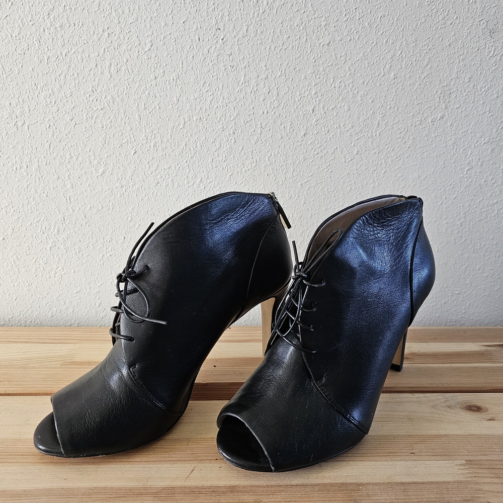 Louise et Cie Black Lace-Up Peep-Toe Heels